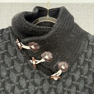 Leif Nelson Knit‎ Sweater Cowl Shawl Neck Buckle Pullover 3D Knit Fisherman Sz S